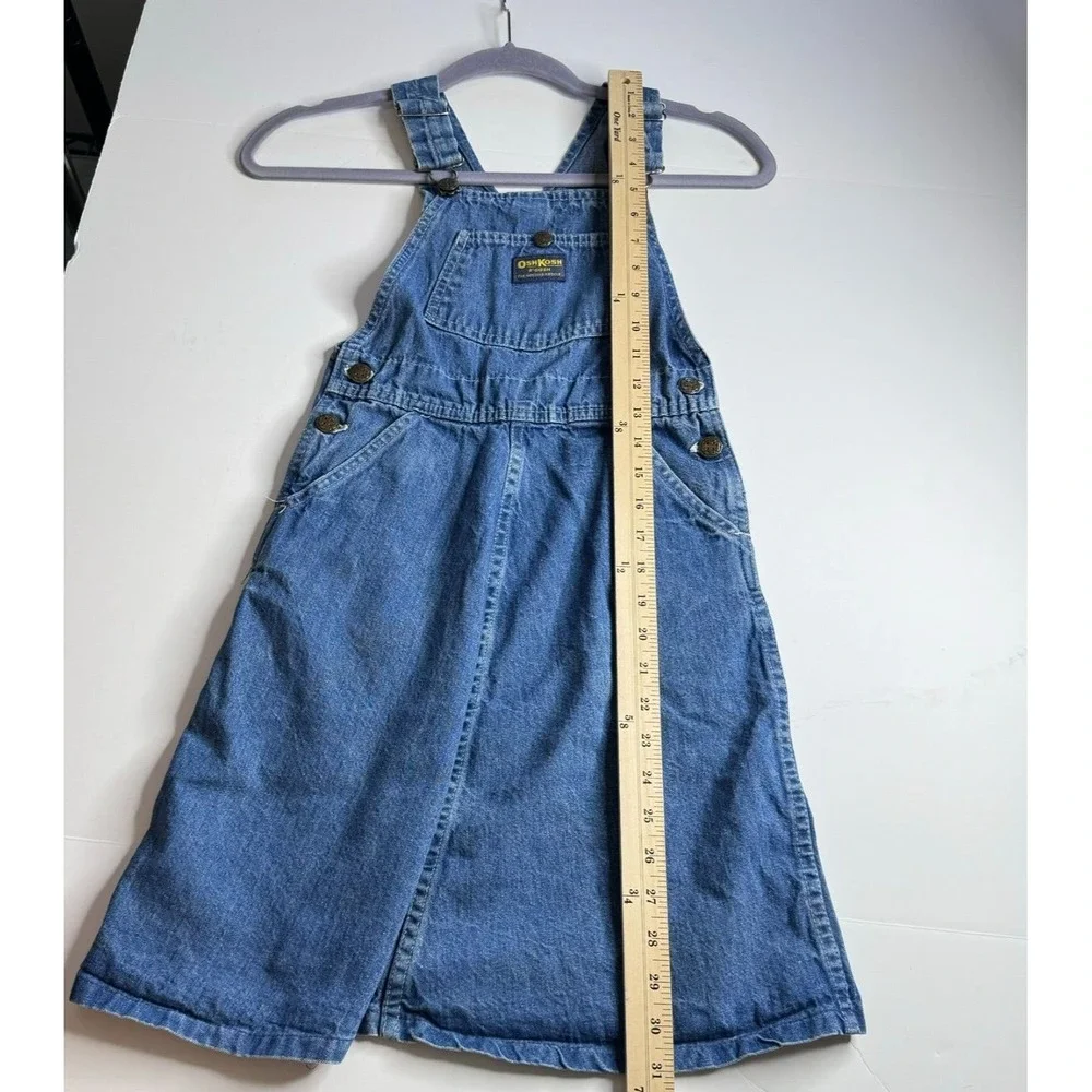 Vintage Osh Kosh Denim Jumper Dress Sz‎ 6 READ Bib Overall Made USA 31